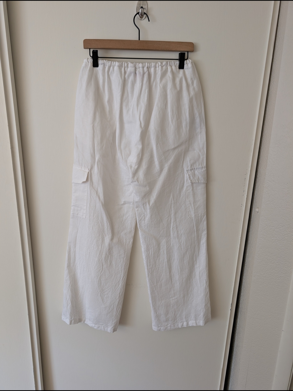 Edikted Womens Medium 100% Cotton Wide Leg Cargo Pants White Minimalist Summer - Picture 5 of 8